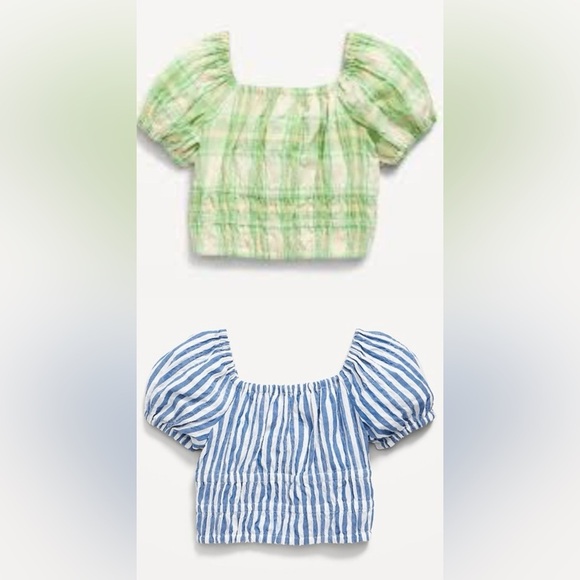 Old Navy Other - Old Navy Gap Smocked Crop Top Shirt Puff Short Sleeves Girls XL 14/16